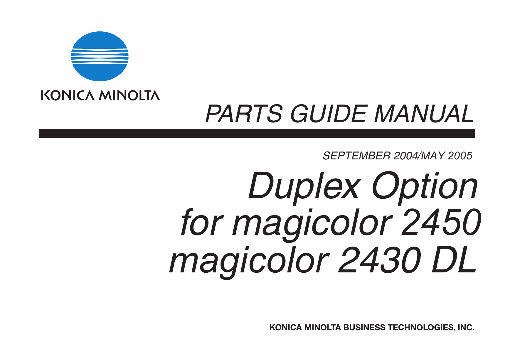 Konica-Minolta magicolor 2430DL 2450 Duplex-Option Parts Manual-1